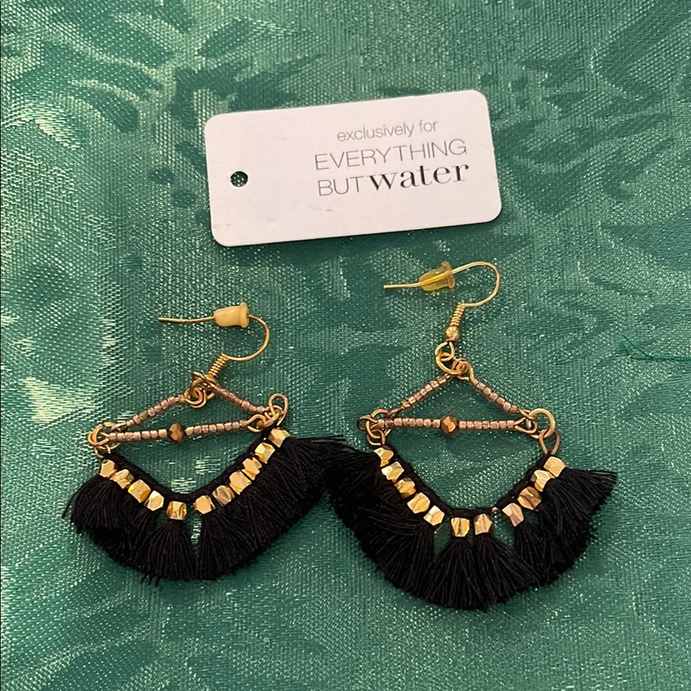 Black and Gold Earrings boho look new